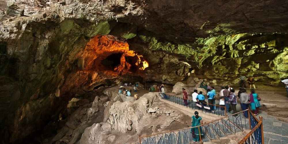 The Borra Caves are located in the Ananthagiri hills of the Araku Valley in the Visakhapatnam area.
