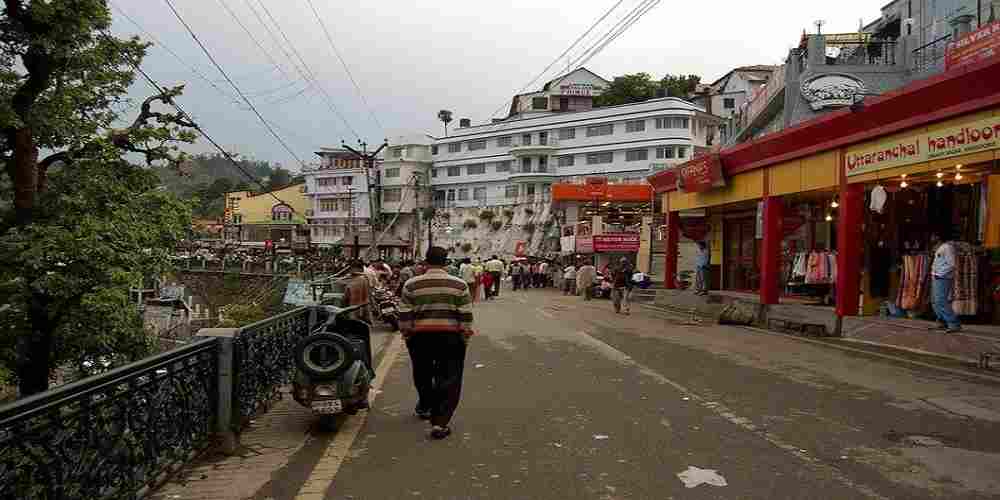 Mall road in Mussoorie hill Station